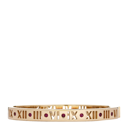 Tiffany 18K Yellow Gold Ruby Atlas Pierced Hinged Bangle Bracelet 1 of 3