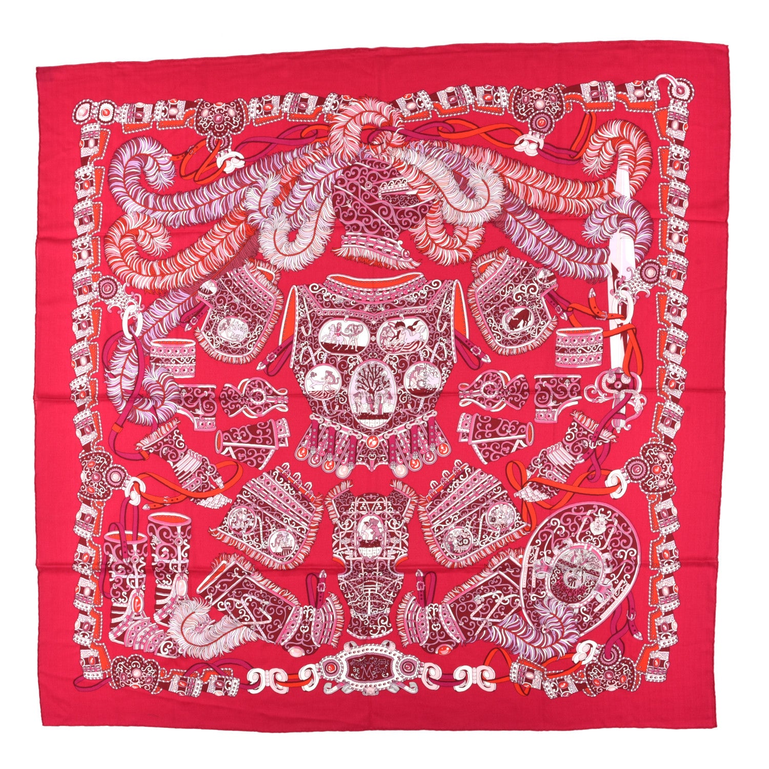 Hermes Cashmere Silk Sous L'Egide De Mars Shawl 140 1 of 4