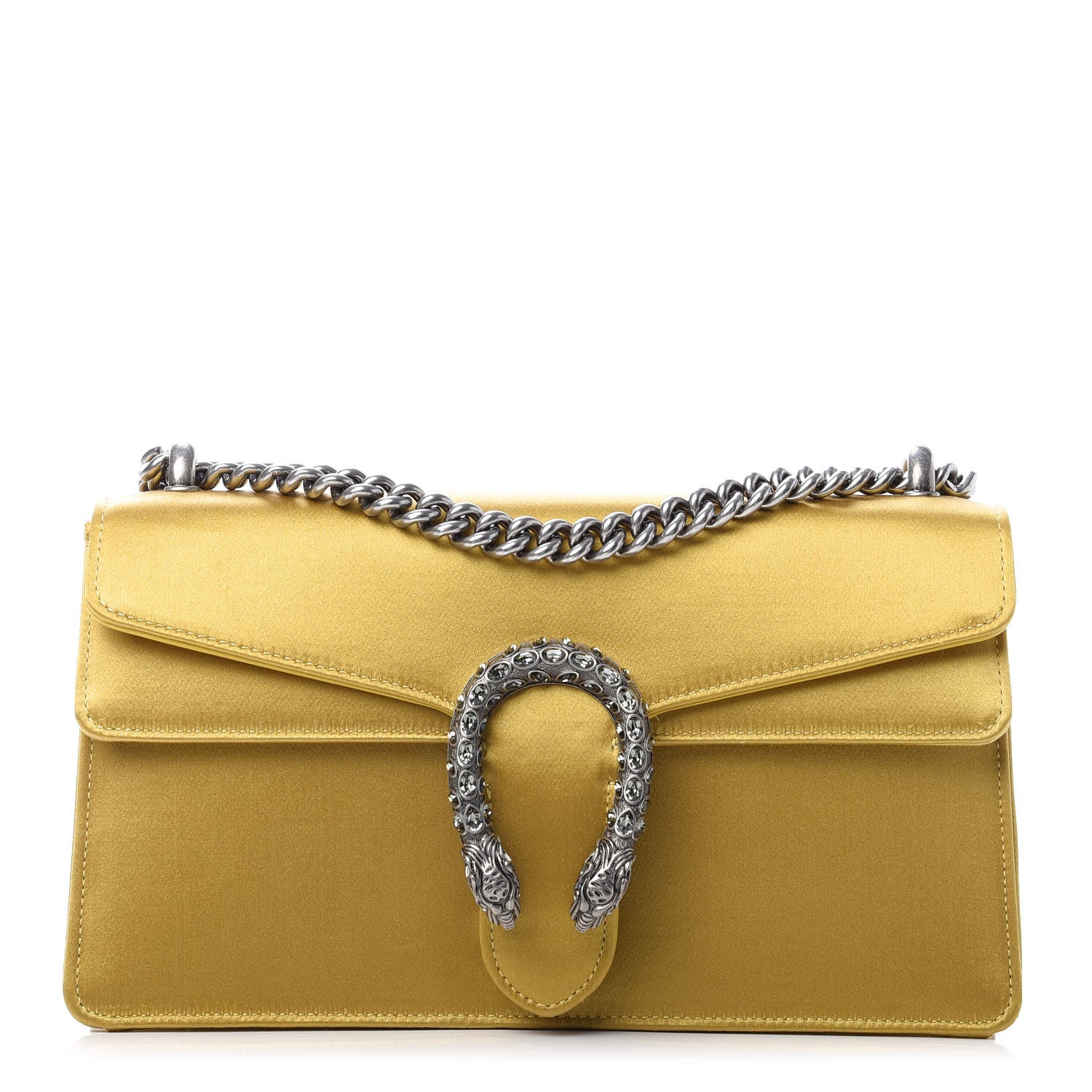 Gucci Satin Silk Crystal Small Dionysus Shoulder Bag Gold Black Diamond 1 of 12