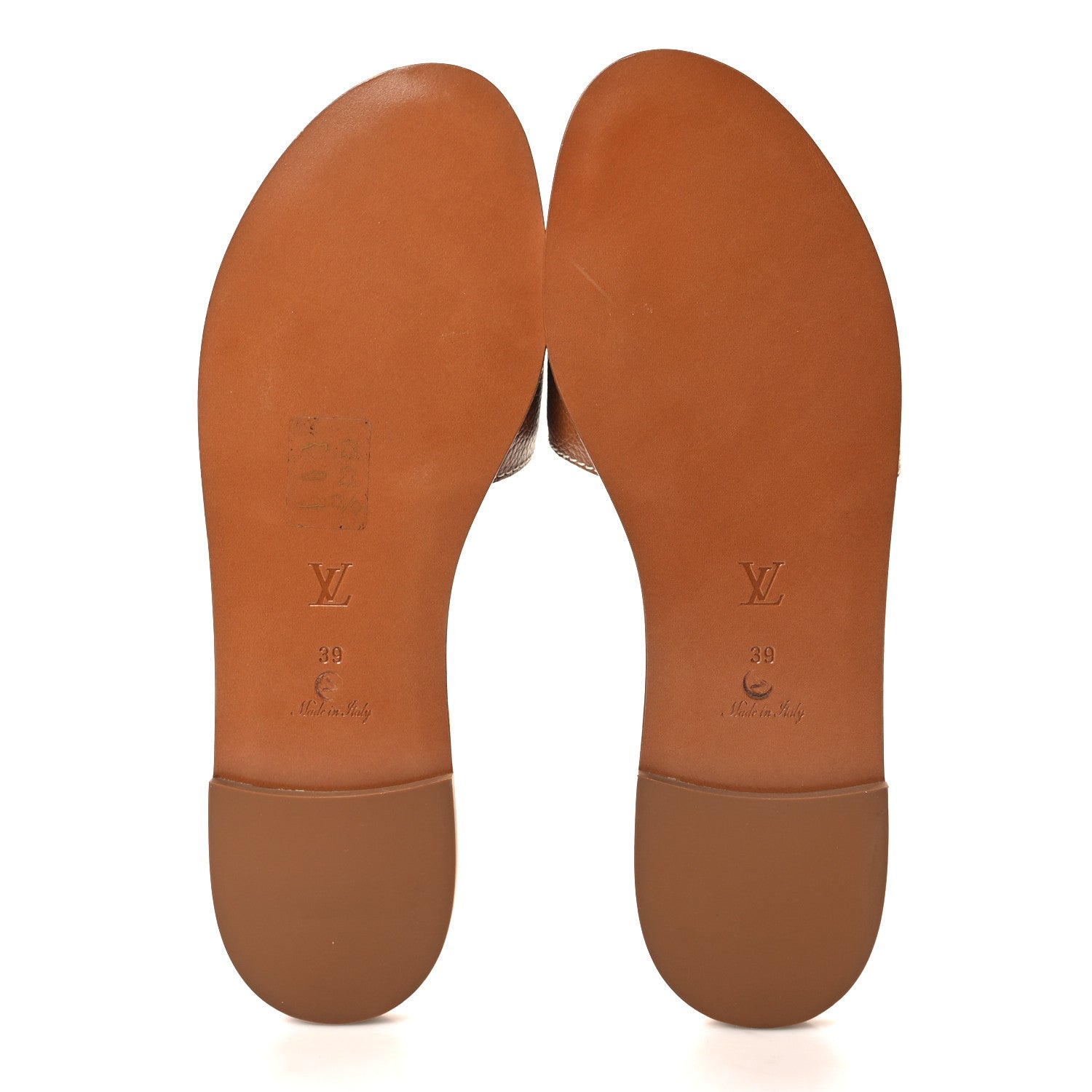 Louis Vuitton Calfskin Lock It Flat Mule 39 Cognac 5 of 8