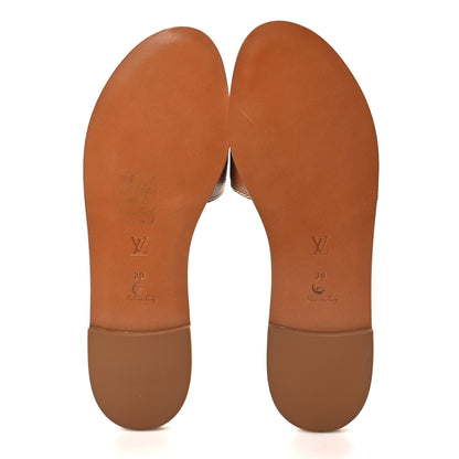Louis Vuitton Calfskin Lock It Flat Mule 39 Cognac 5 of 8