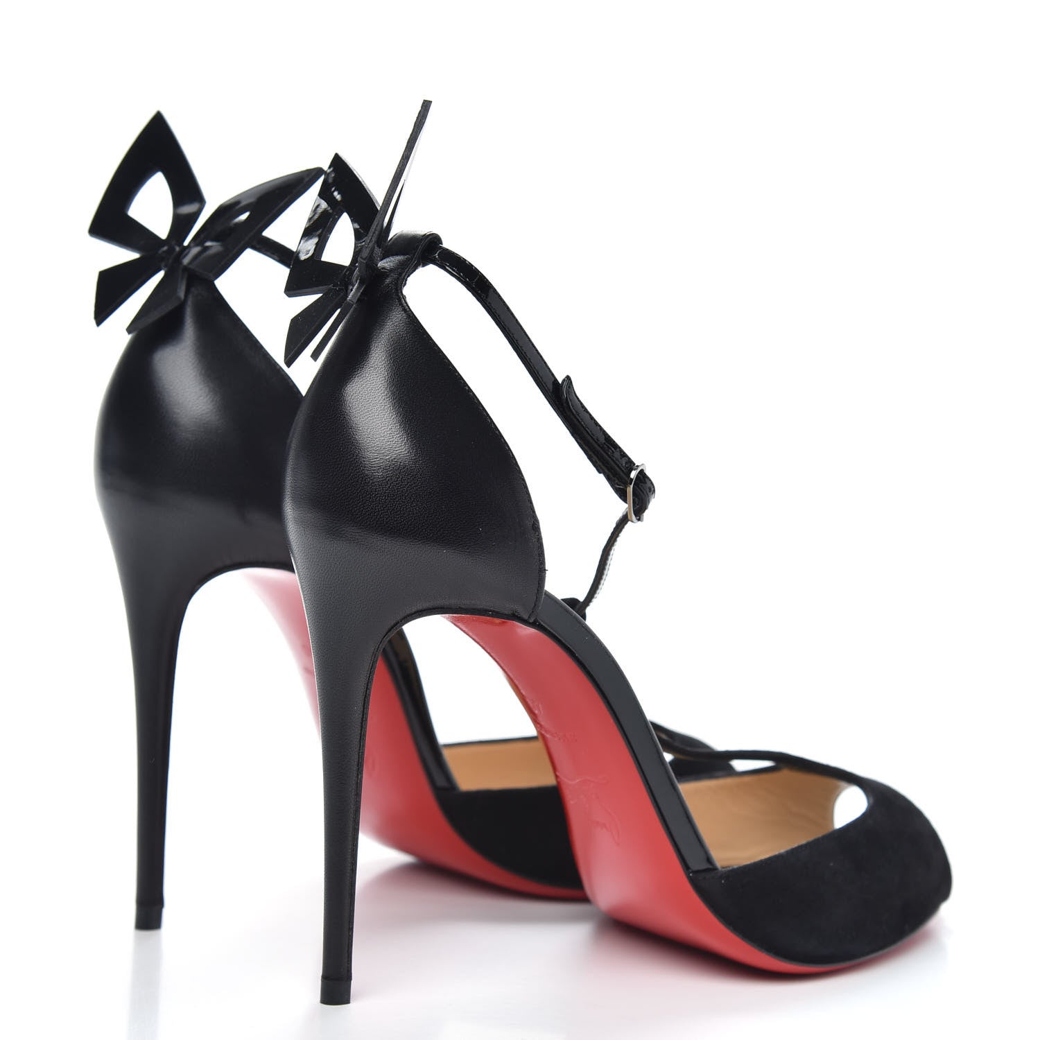 Christian Louboutin Suede Patent Shiny Nappa Aribak 100 Pumps 40 Version Black 5 of 9