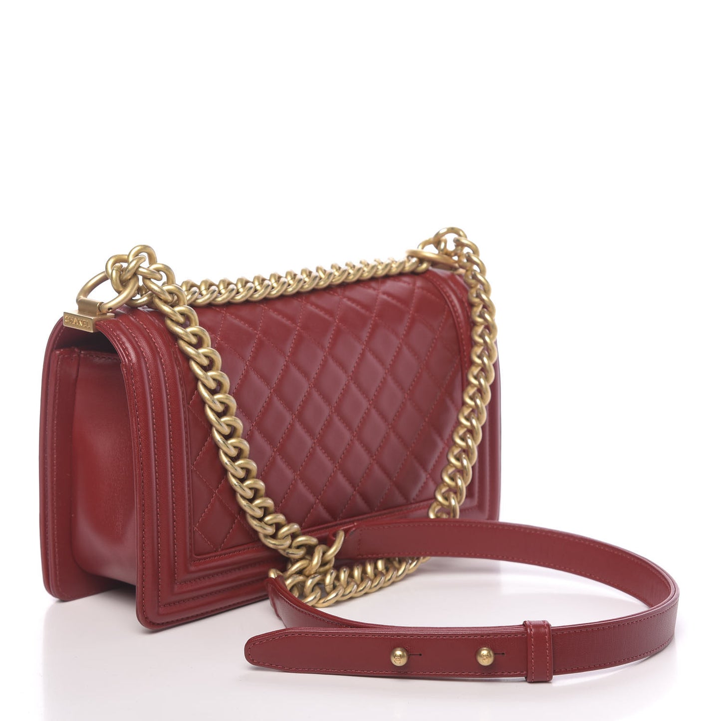 Lambskin Quilted Medium Boy Flap Red