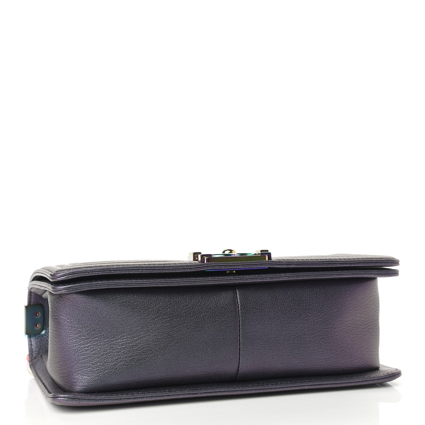 Iridescent Goatskin Quilted Medium Boy Flap Purple