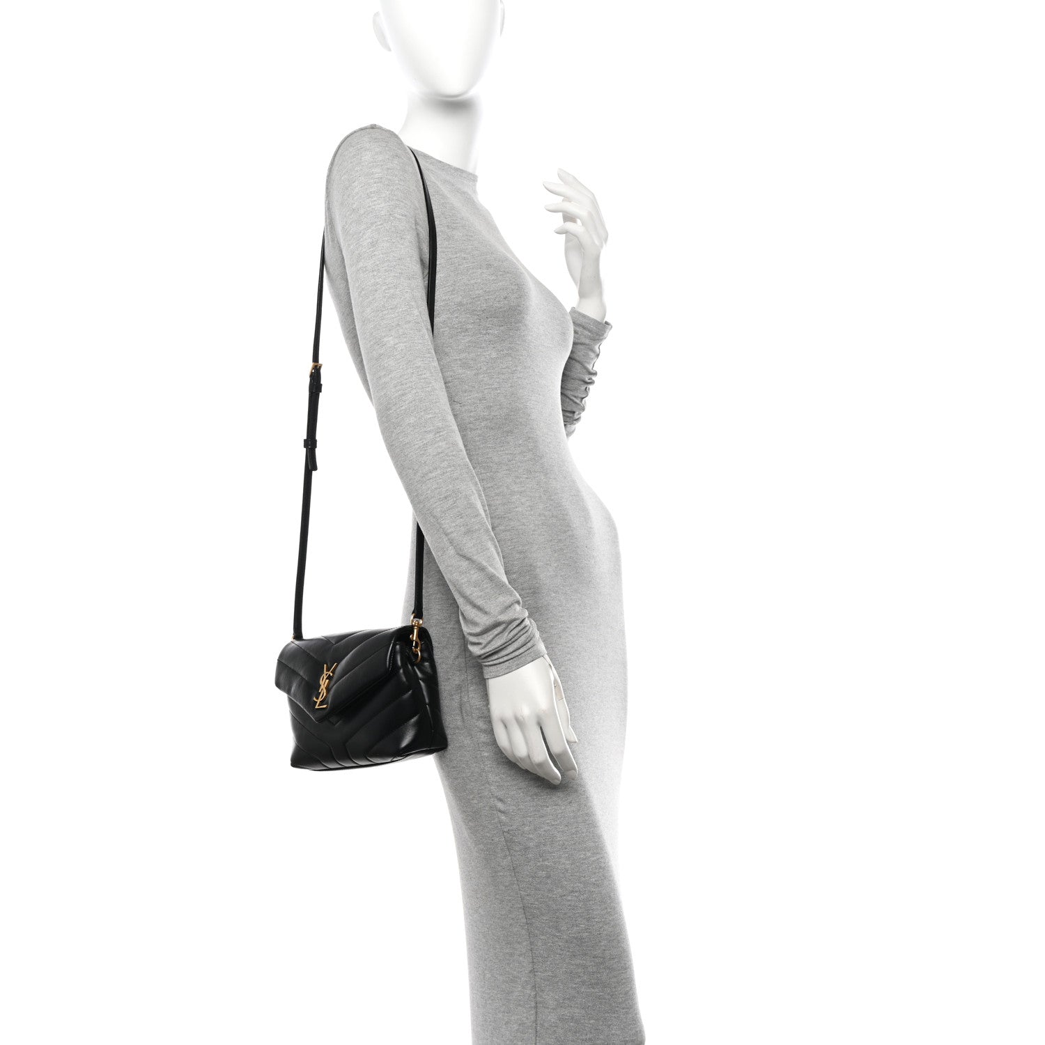 Saint Laurent Calfskin Y Quilted Monogram Toy Loulou Crossbody Bag Black 2 of 11