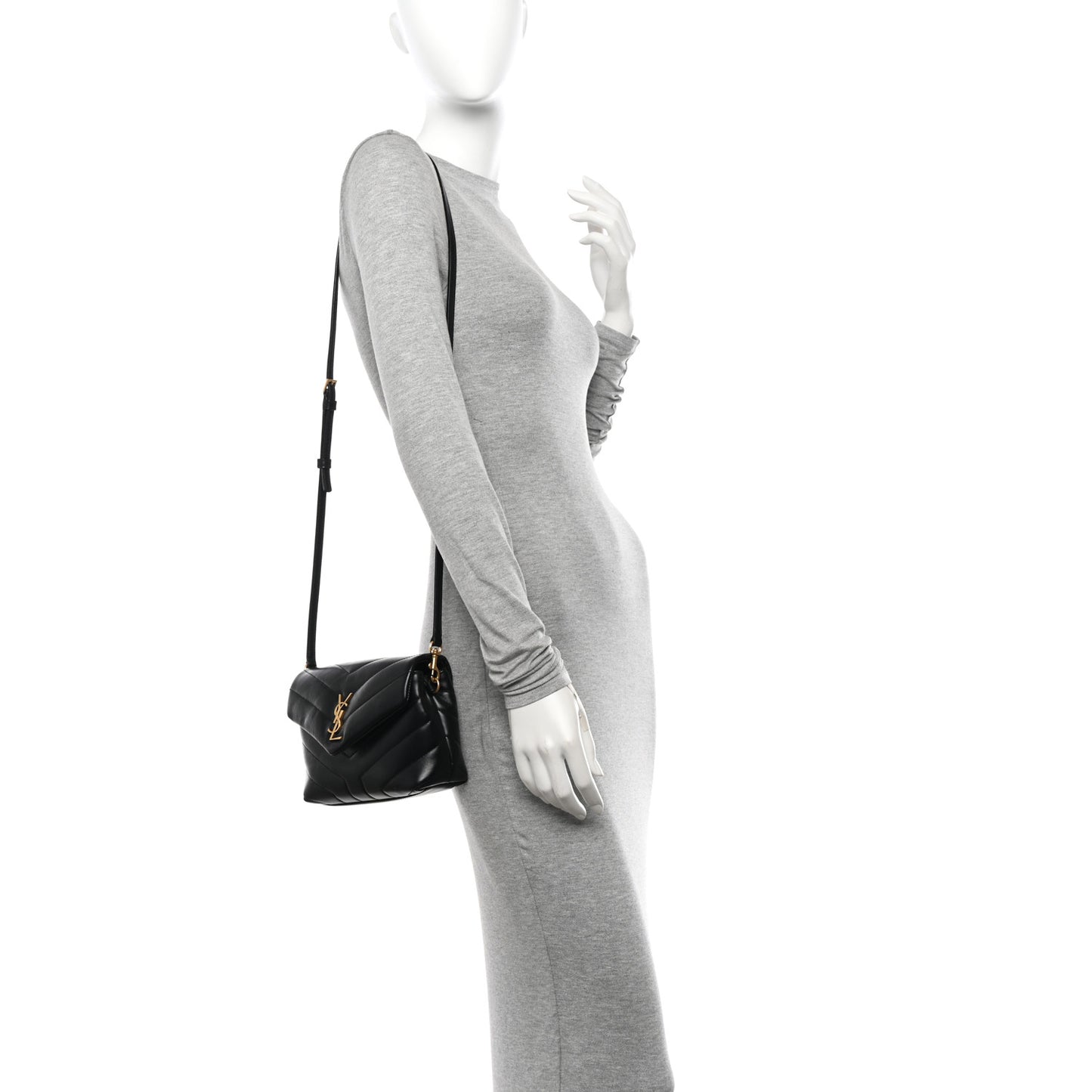 Calfskin Y Quilted Monogram Toy Loulou Crossbody Bag Black
