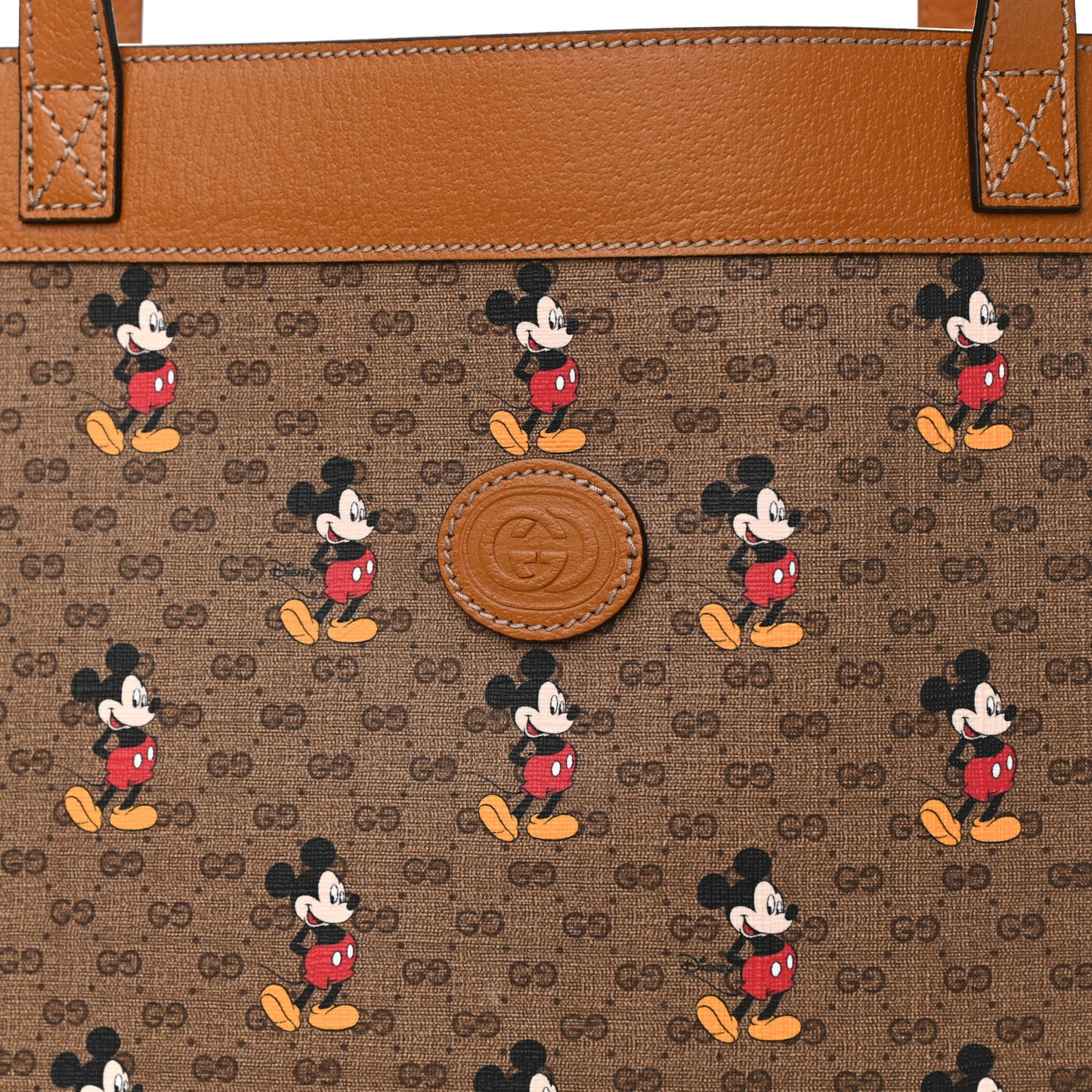 X DISNEY Mini Vintage GG Supreme Monogram Mickey Mouse Large Shopping Tote Beige Vintage Sun Oil