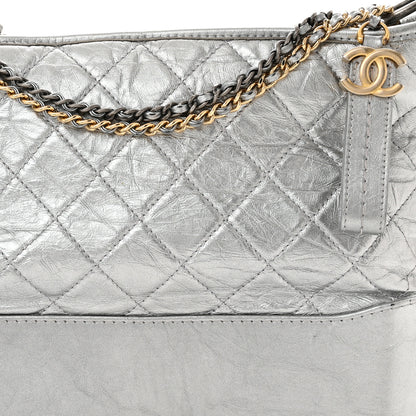 Chanel Metallic Aged Calfskin Quilted Medium Gabrielle Hobo Silver 8 of 13