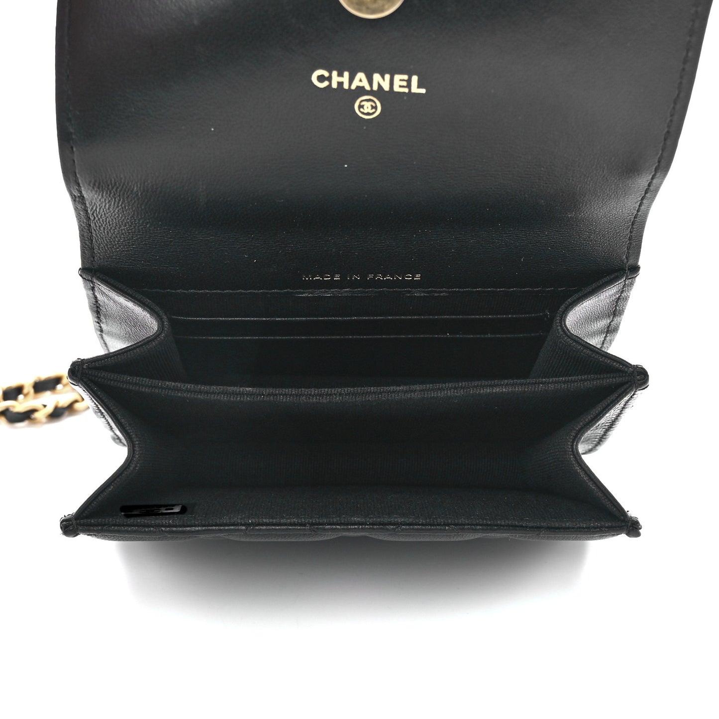 Lambskin Quilted Chain Top Handle Clutch With Chain Black