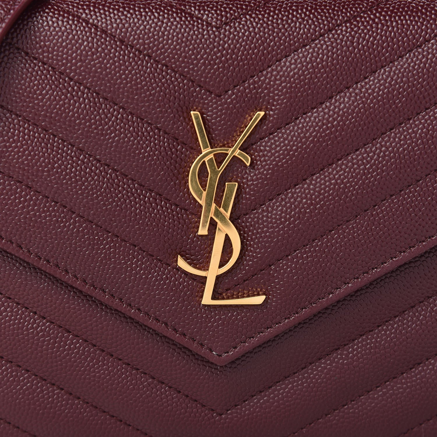 Saint Laurent Grain De Poudre Matelasse Chevron Monogram Envelope Chain Wallet Rouge Legion 10 of 11