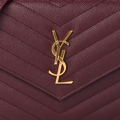 Saint Laurent Grain De Poudre Matelasse Chevron Monogram Envelope Chain Wallet Rouge Legion 10 of 11