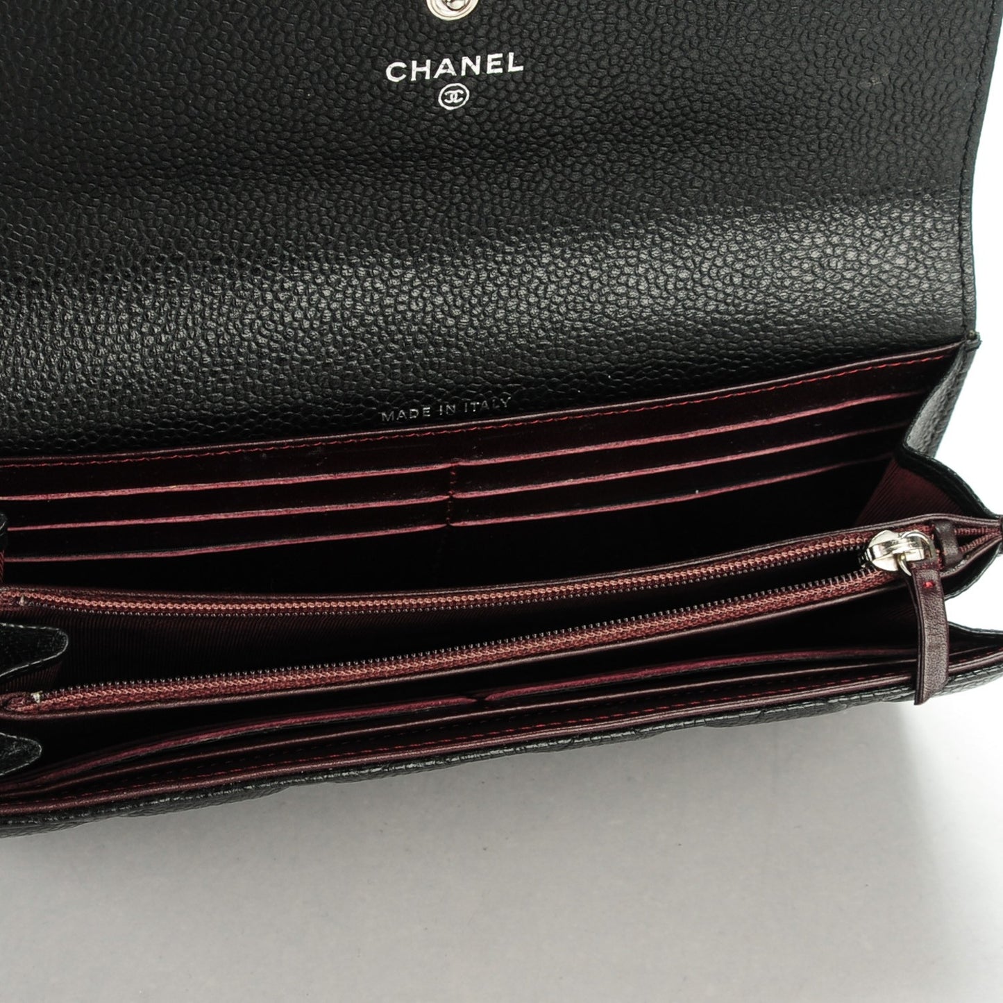 Caviar Quilted Long Flap Wallet Black