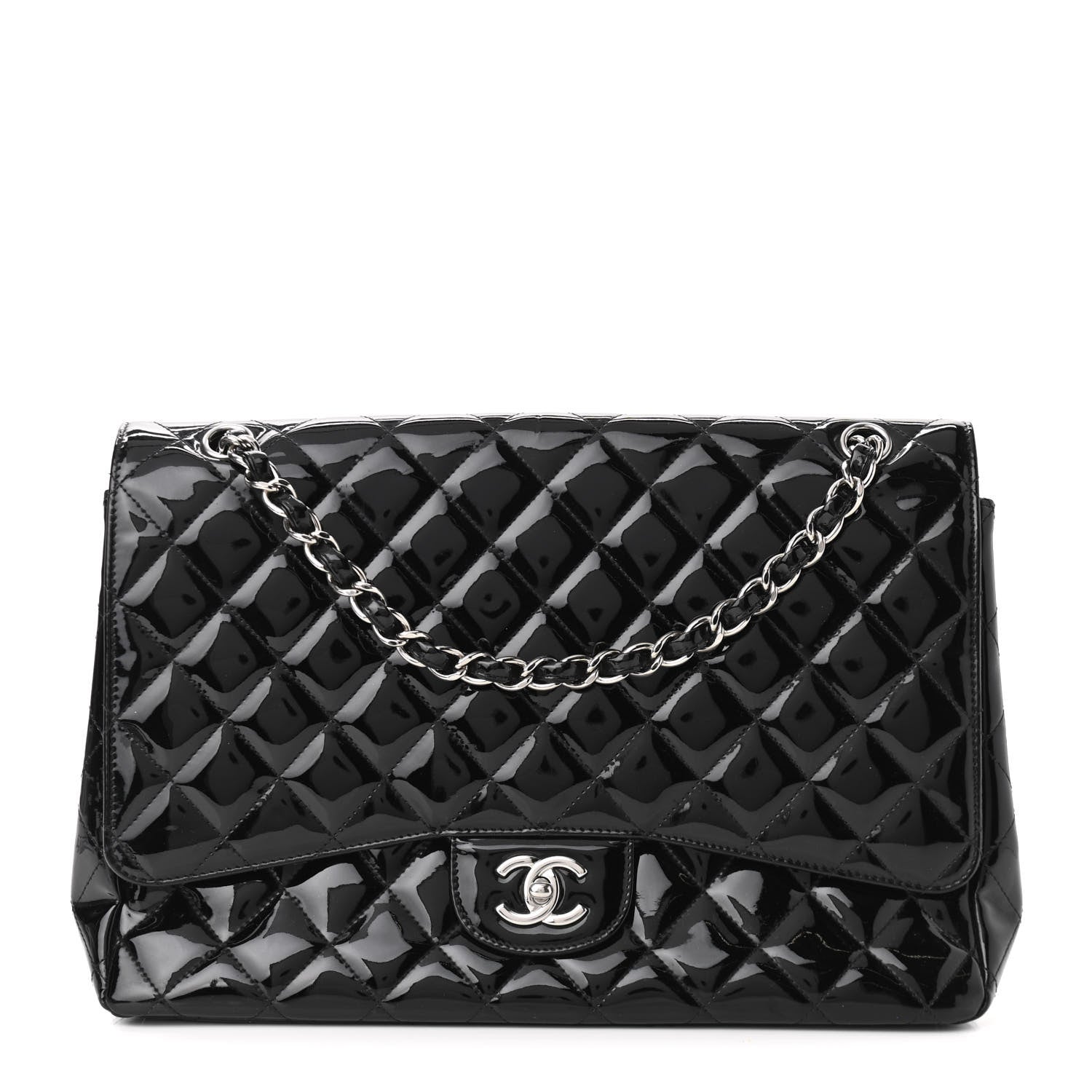 Chanel Patent Quilted Maxi Single Flap Black 1 of 11