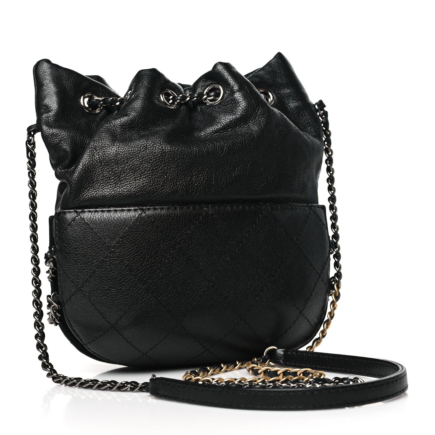 Chanel Calfskin Quilted Small Gabrielle Bucket Black 3 of 11