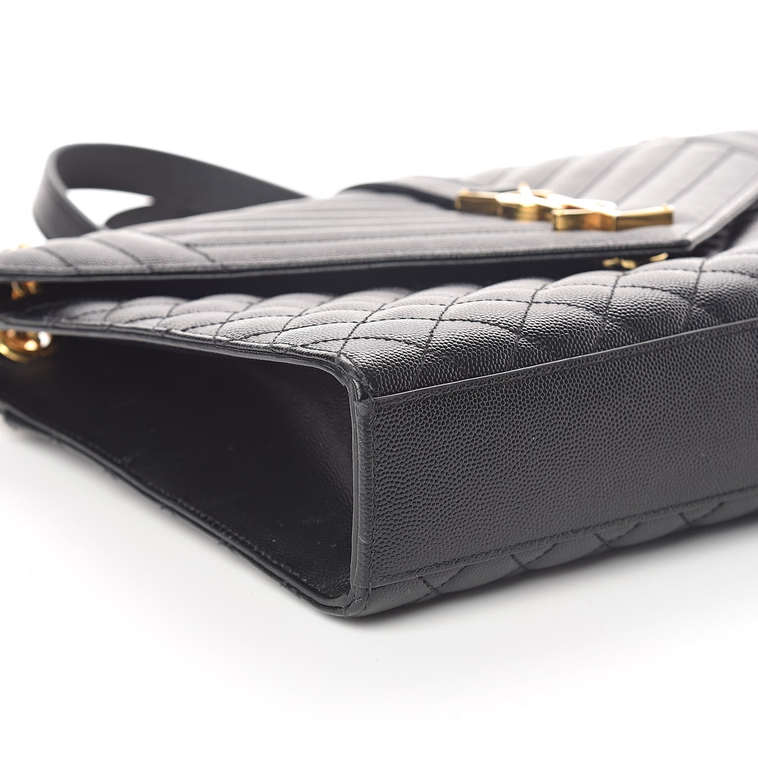 Saint Laurent Grain De Poudre Textured Mixed Matelasse Large Triquilt Monogram Satchel Black 9 of 10