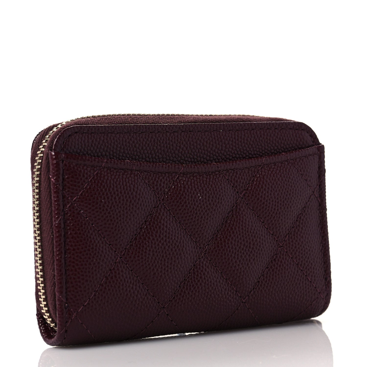Chanel Caviar Quilted Zip Around Coin Purse Burgundy 3 of 10