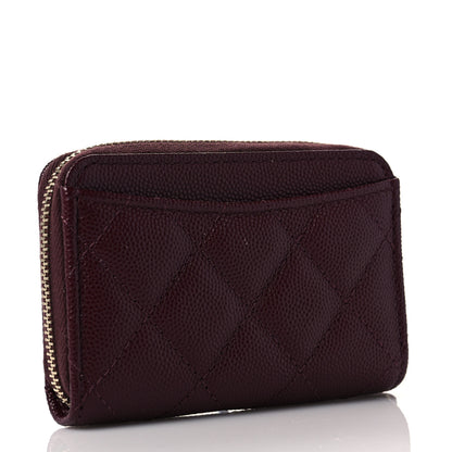 Chanel Caviar Quilted Zip Around Coin Purse Burgundy 3 of 10