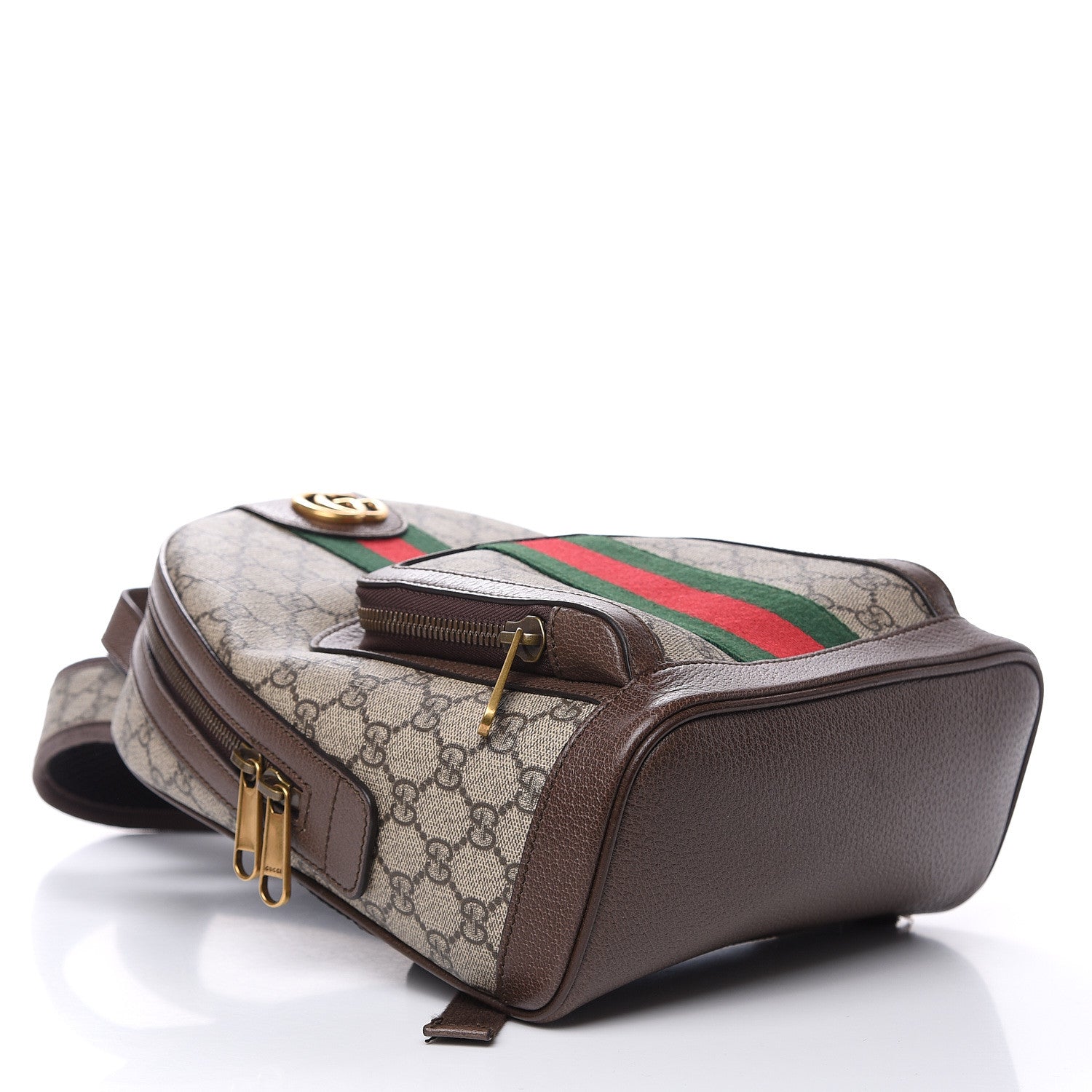 Gucci GG Supreme Monogram Calfskin Web Small Ophidia Day Backpack Beige Ebony New Acero 4 of 11