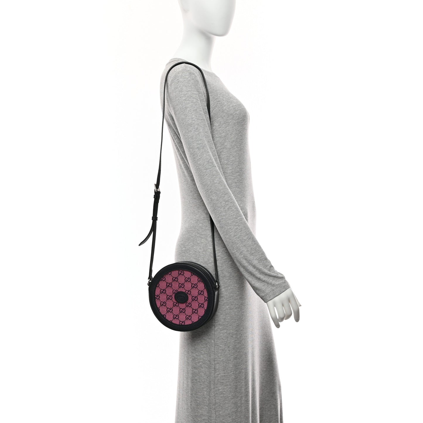 Monogram Multicolor Textured Calfskin Retro Interlocking G Round Shoulder Bag Pink Blue