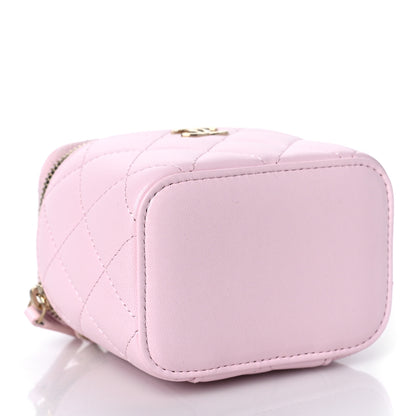 Chanel Lambskin Quilted Mini Top Handle Vanity Case With Chain Light Pink 4 of 11