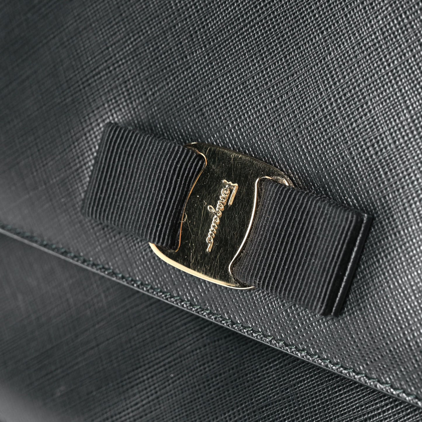Printed Calfskin Vara Bow Chain Flap Crossbody Black