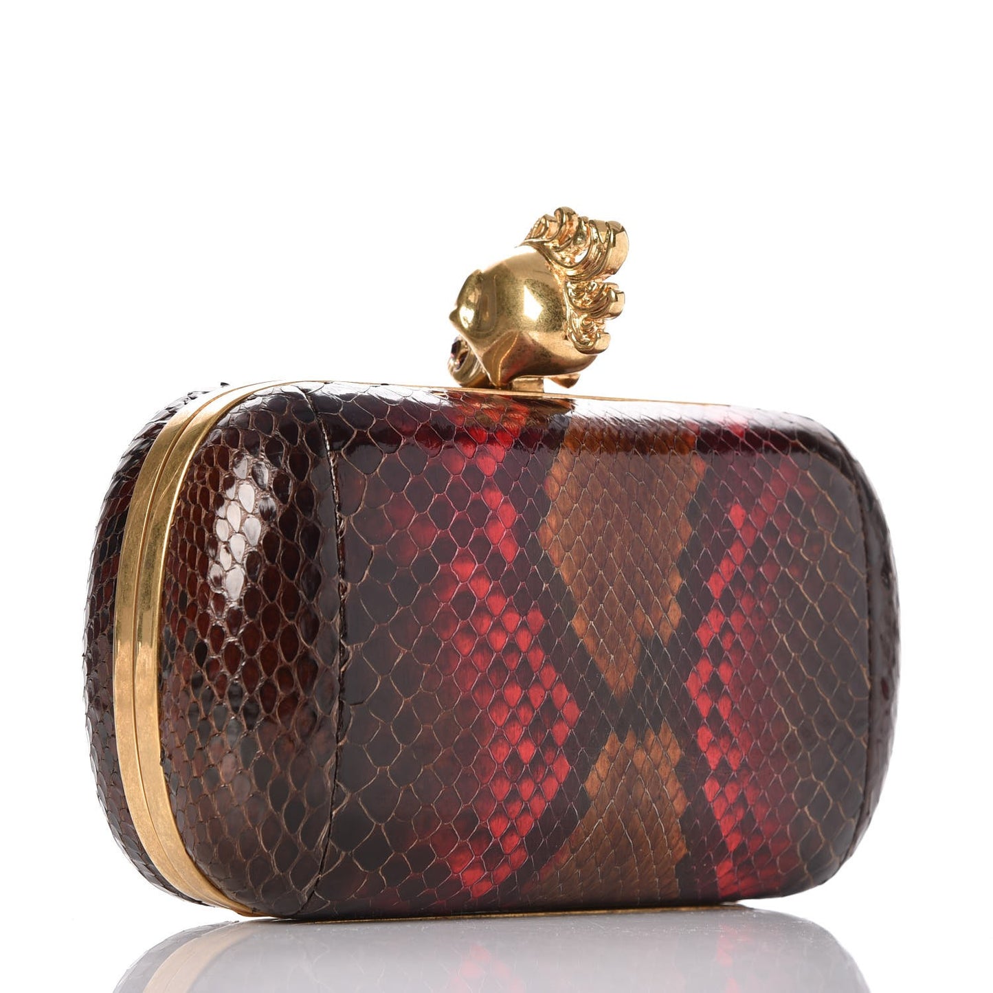 Python Punk Skull Box Clutch Red