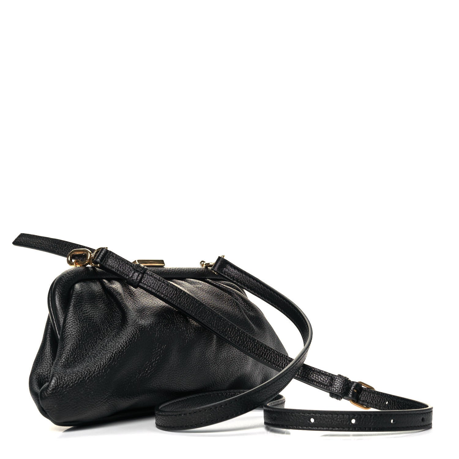 Balenciaga Grained Calfskin Logo Cloud Clutch XS Black 3 of 10