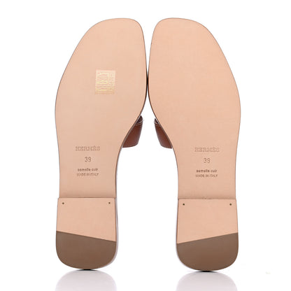 Hermes Box Calfskin Oran Sandals 39 Gold 5 of 11