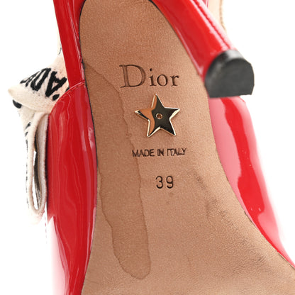 Christian Dior Patent Ribbon J'Adior Slingback 100mm Pumps 39 Red 6 of 9