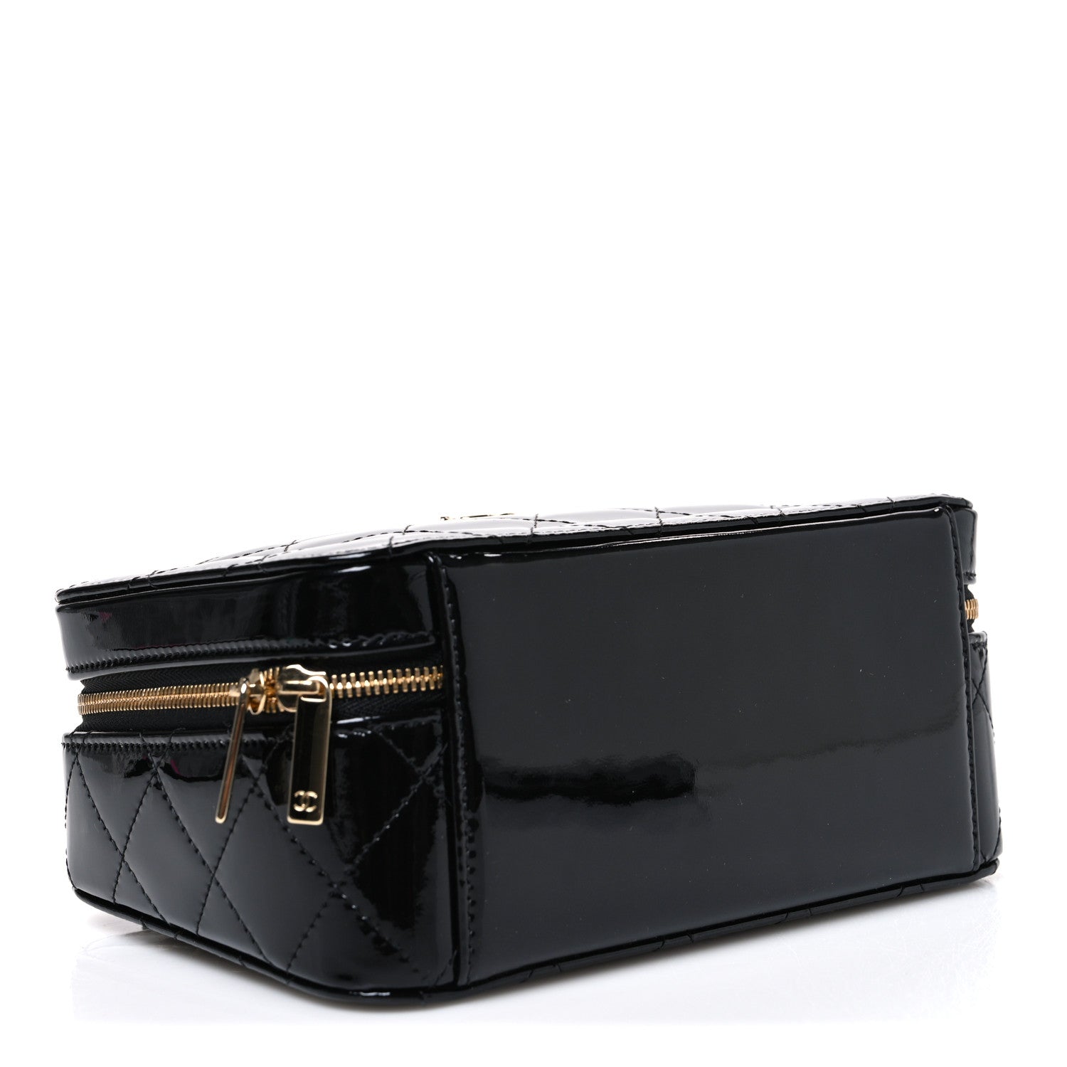 Chanel Patent Quilted Top Handle Vanity Case Black 3 of 9