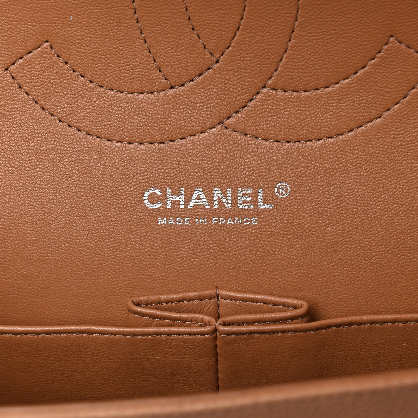 Caviar Quilted Jumbo Double Flap Light Brown