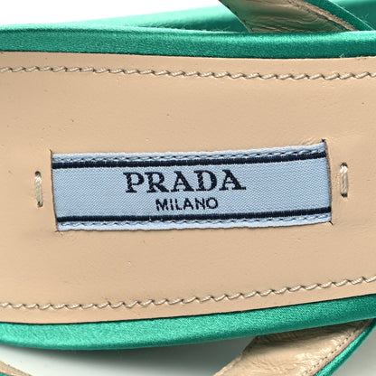 Prada Satin Metal Triangle Logo Ankle Strap 40/135mm Platform Sandals 38 Assenzio 7 of 9