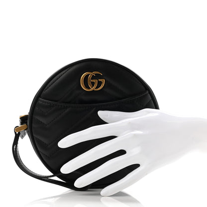 Gucci Calfskin Matelasse GG Marmont Round Wrist Wallet Black 2 of 7