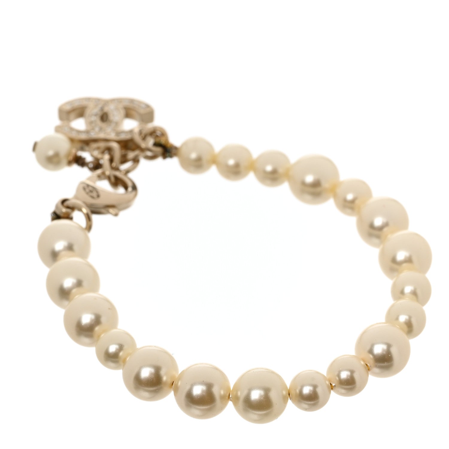 Chanel Pearl Crystal CC Bracelet Gold 1 of 6