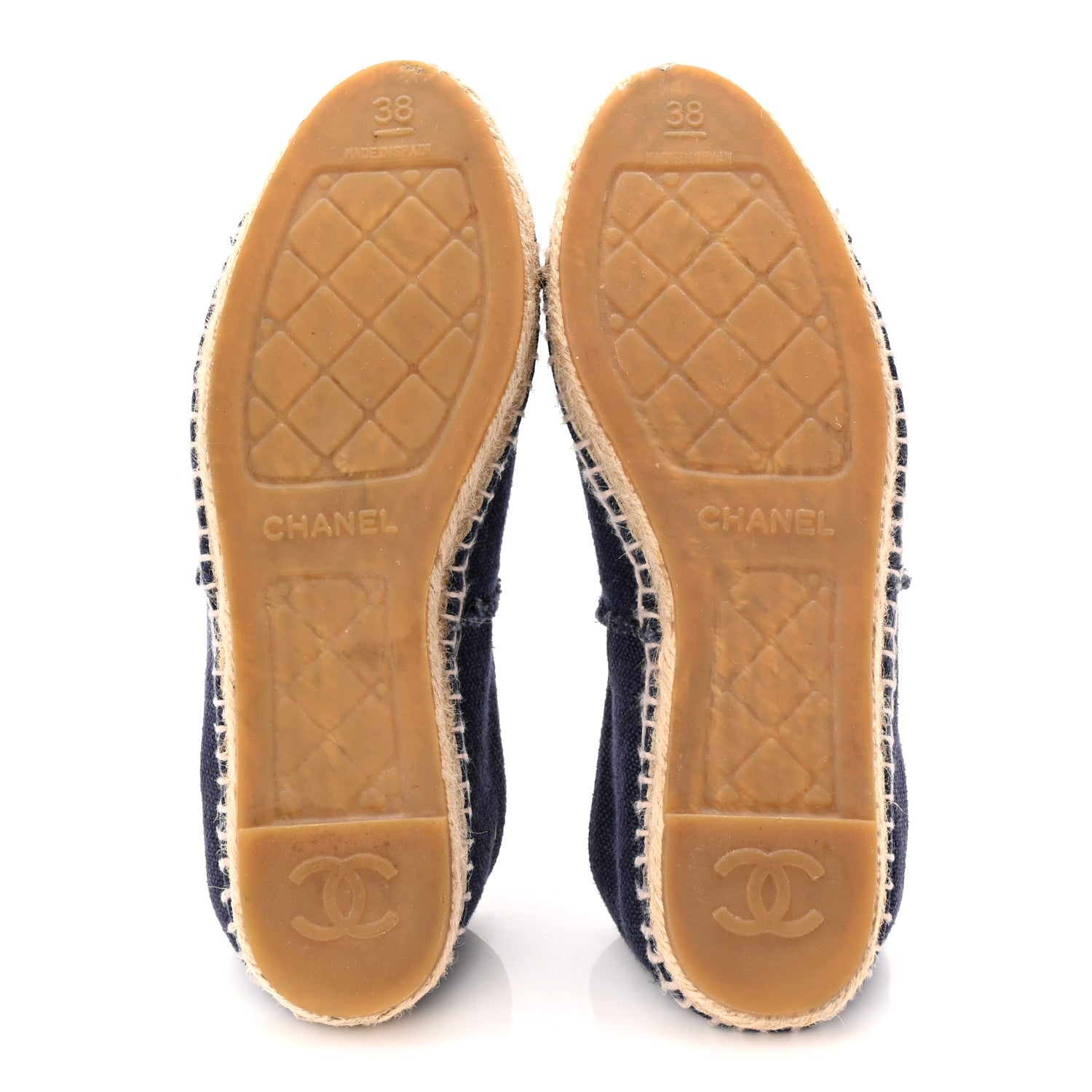 Chanel Denim Toile CC Espadrilles 38 Navy Black 6 of 10