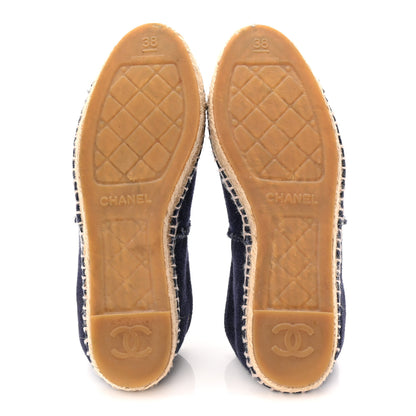 Chanel Denim Toile CC Espadrilles 38 Navy Black 6 of 10