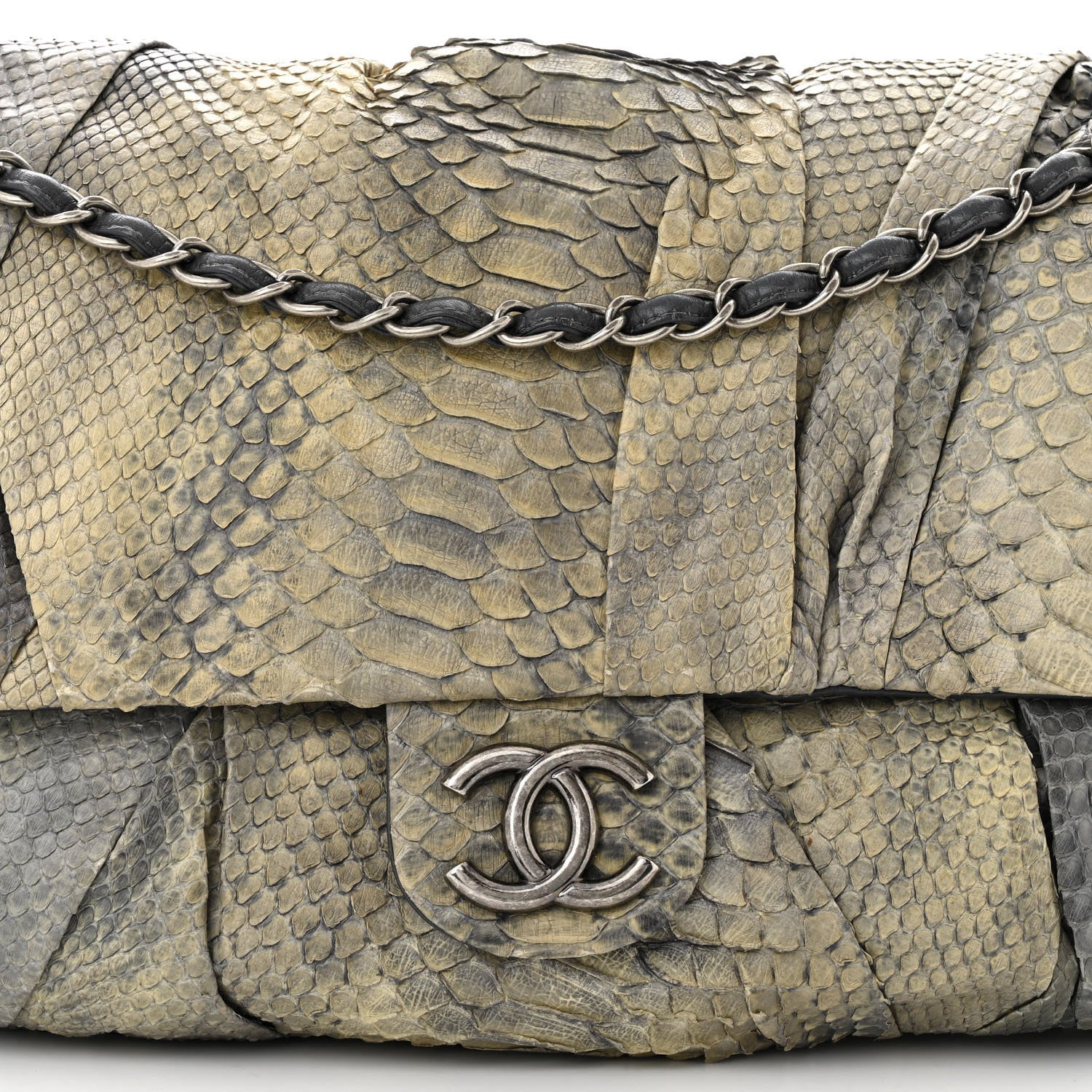 Chanel Snakeskin Twisted Maxi Flap Grey 8 of 10
