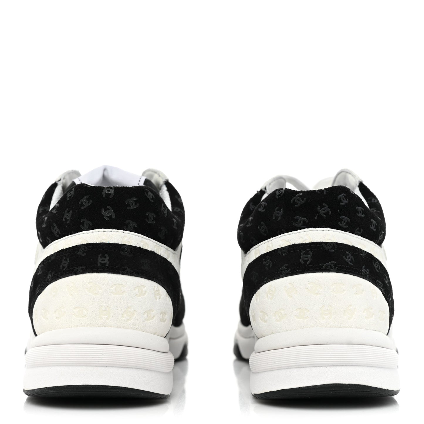 Nylon Suede Calfskin Printed CC Sneakers 40 Black White