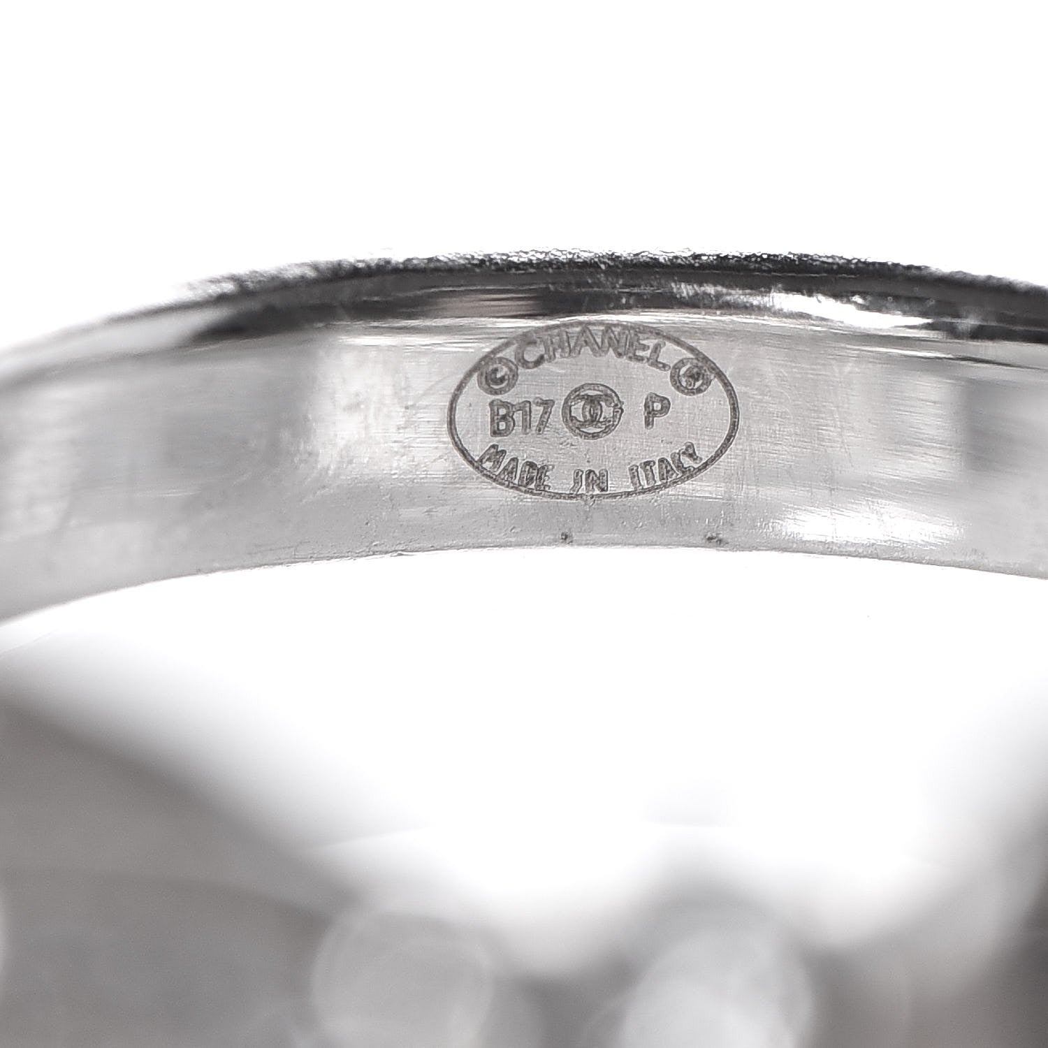 Chanel Crystal Bow Ring 6 Black Silver 3 of 4