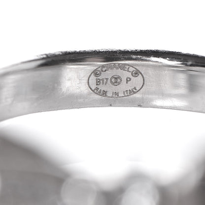 Chanel Crystal Bow Ring 6 Black Silver 3 of 4