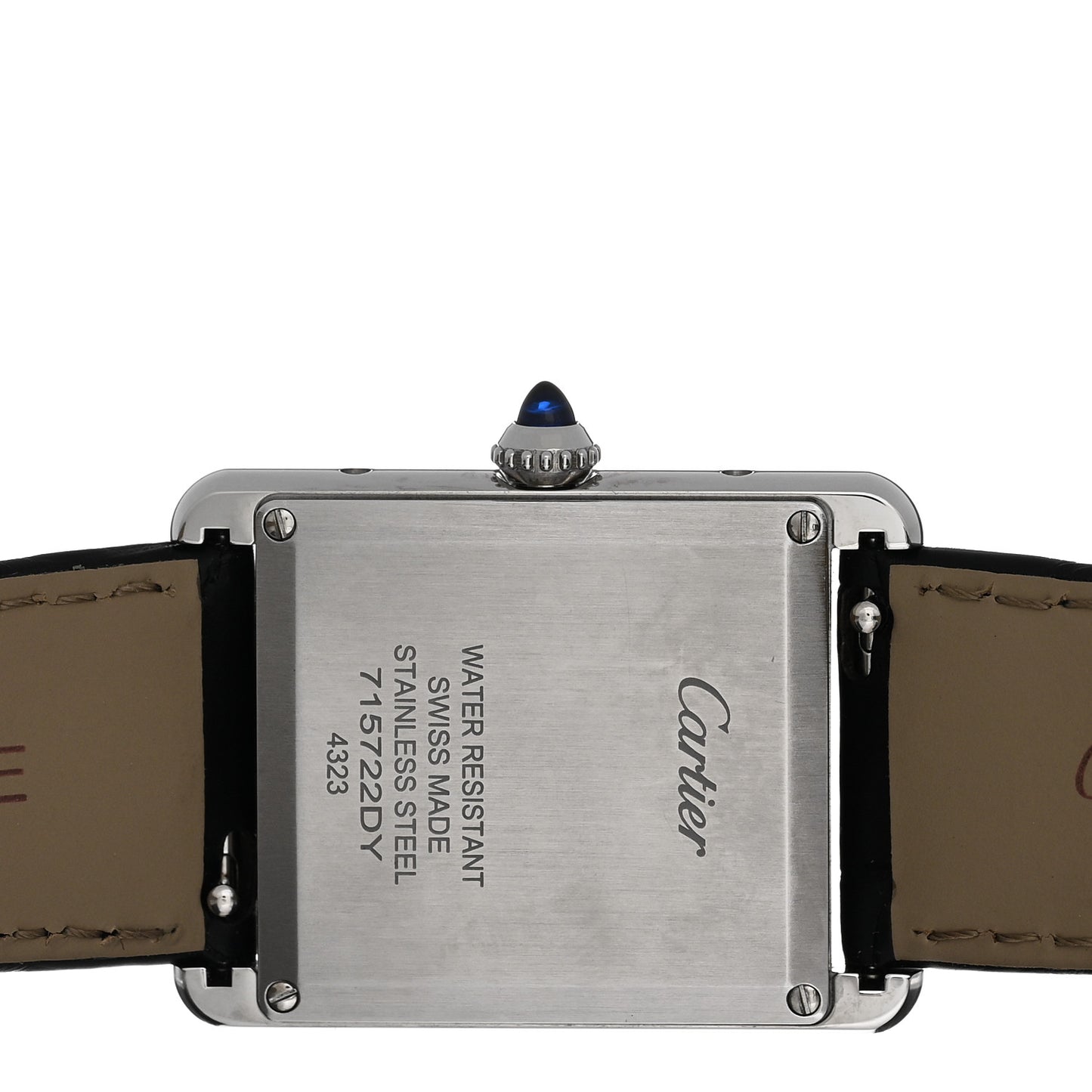 Stainless Steel Alligator 25mm Must de Cartier Tank Quartz Watch Black