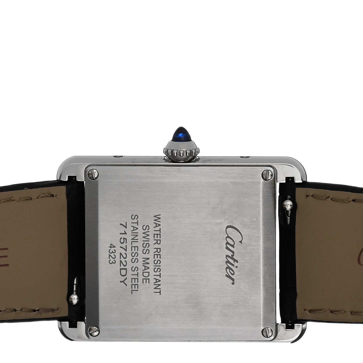 Cartier Stainless Steel Alligator 25mm Must de Cartier Tank Quartz Watch Black 4 of 5