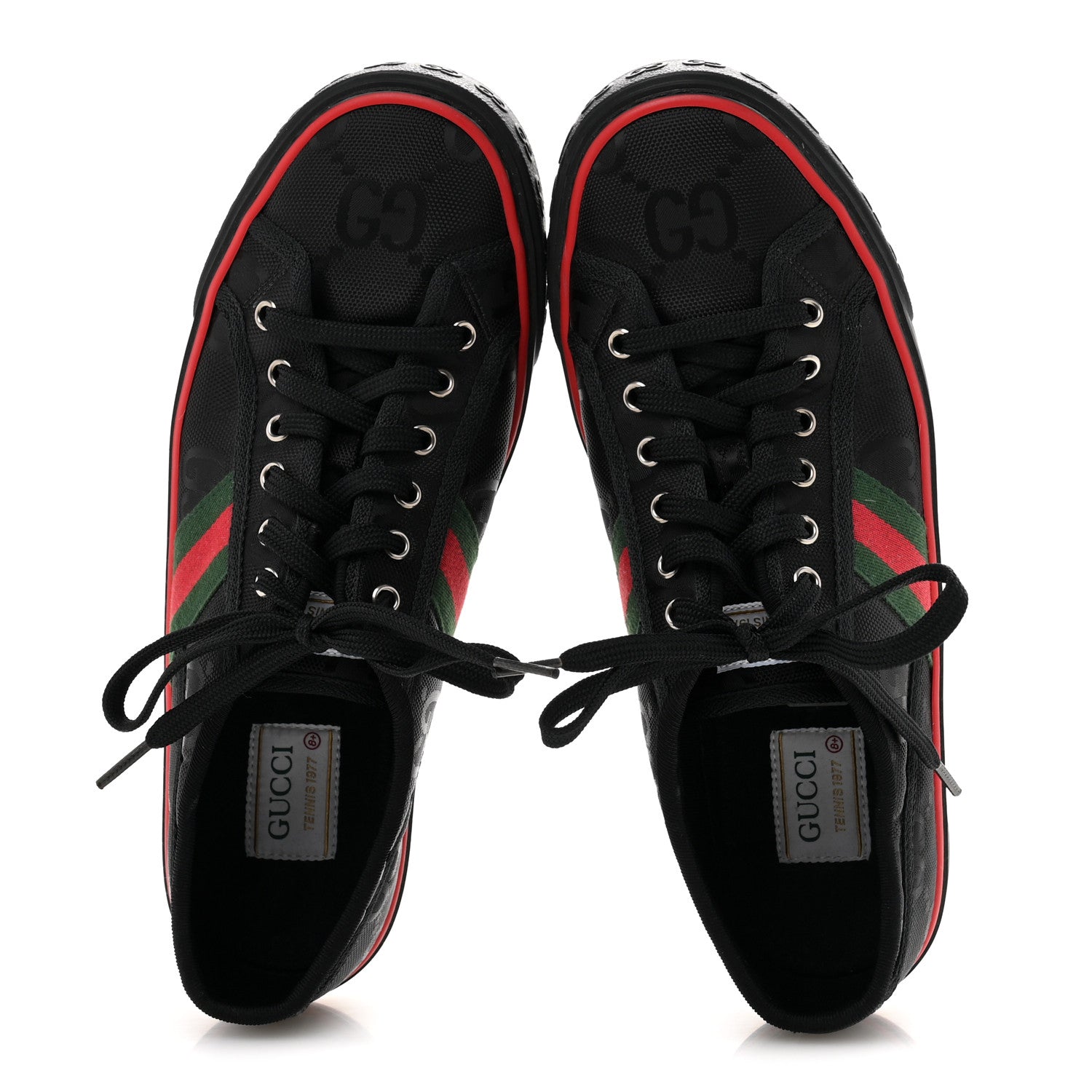 Gucci Econyl Nylon Web Monogram Off The Grid Mens 1977 Tennis Sneakers 8.5 Black 2 of 9
