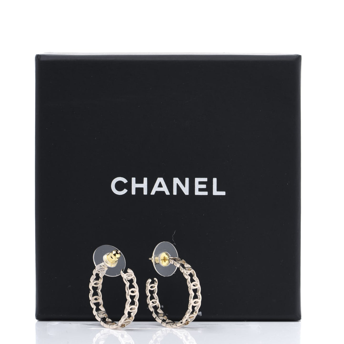 Metal CC Hoop Earrings Gold