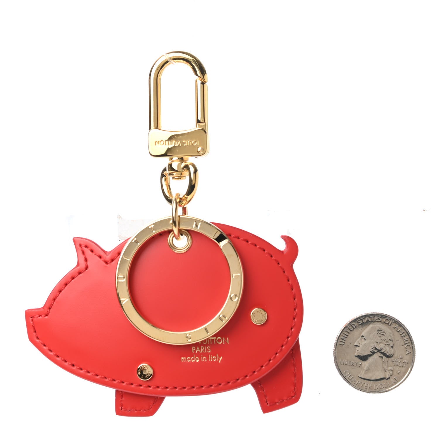 Louis Vuitton Calfskin Monogram Pig Bag Charm Key Holder Rouge 5 of 8