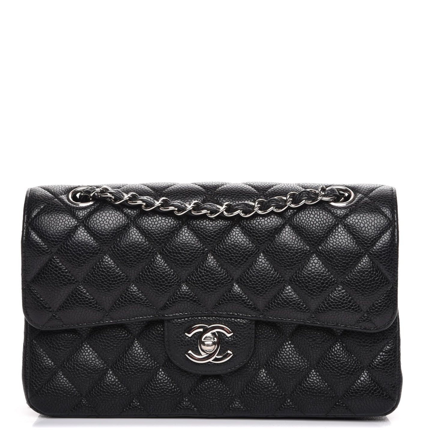 Caviar Quilted Small Double Flap Black