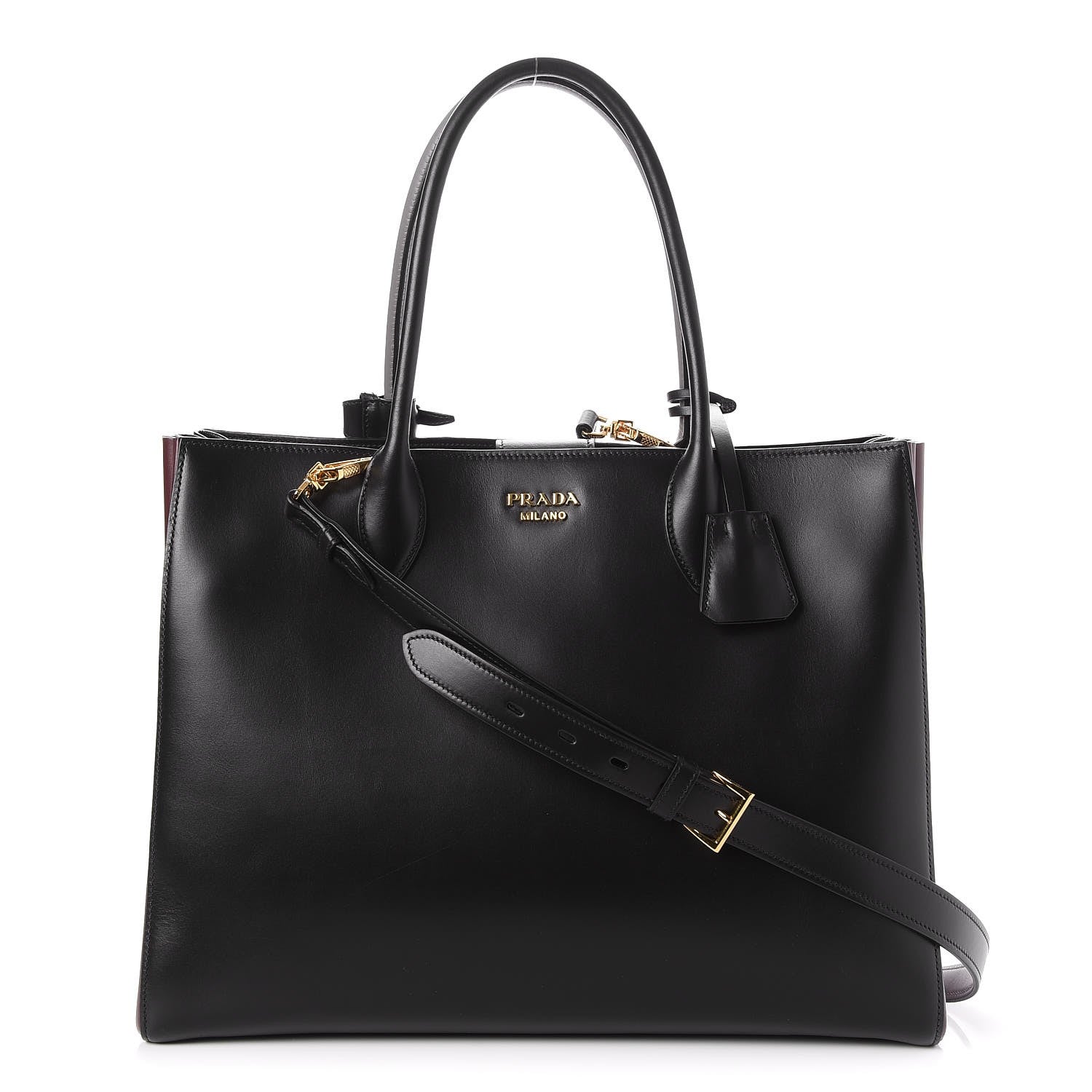 Prada City Calf Bibliotheque XL Tote Nero Black Marmo Granato 1 of 7