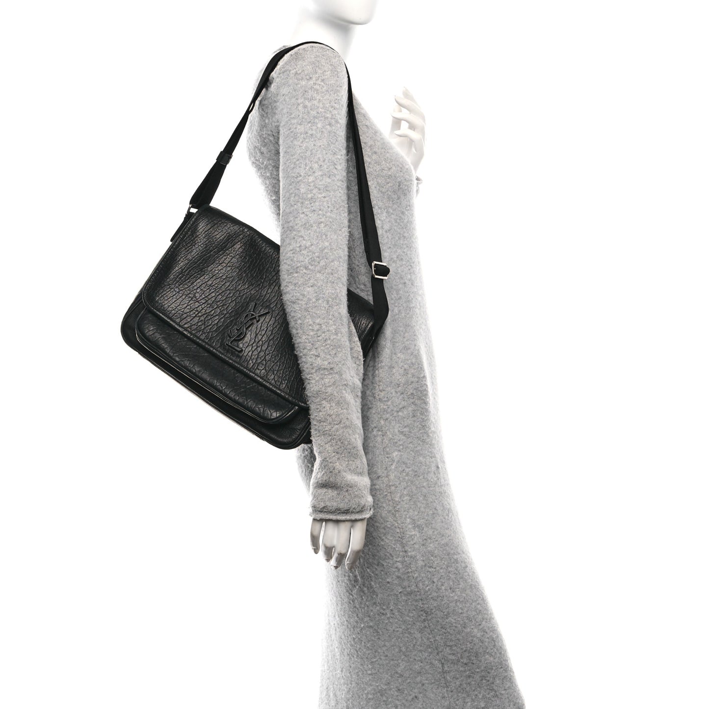 Grained Calfskin Niki Messenger Black
