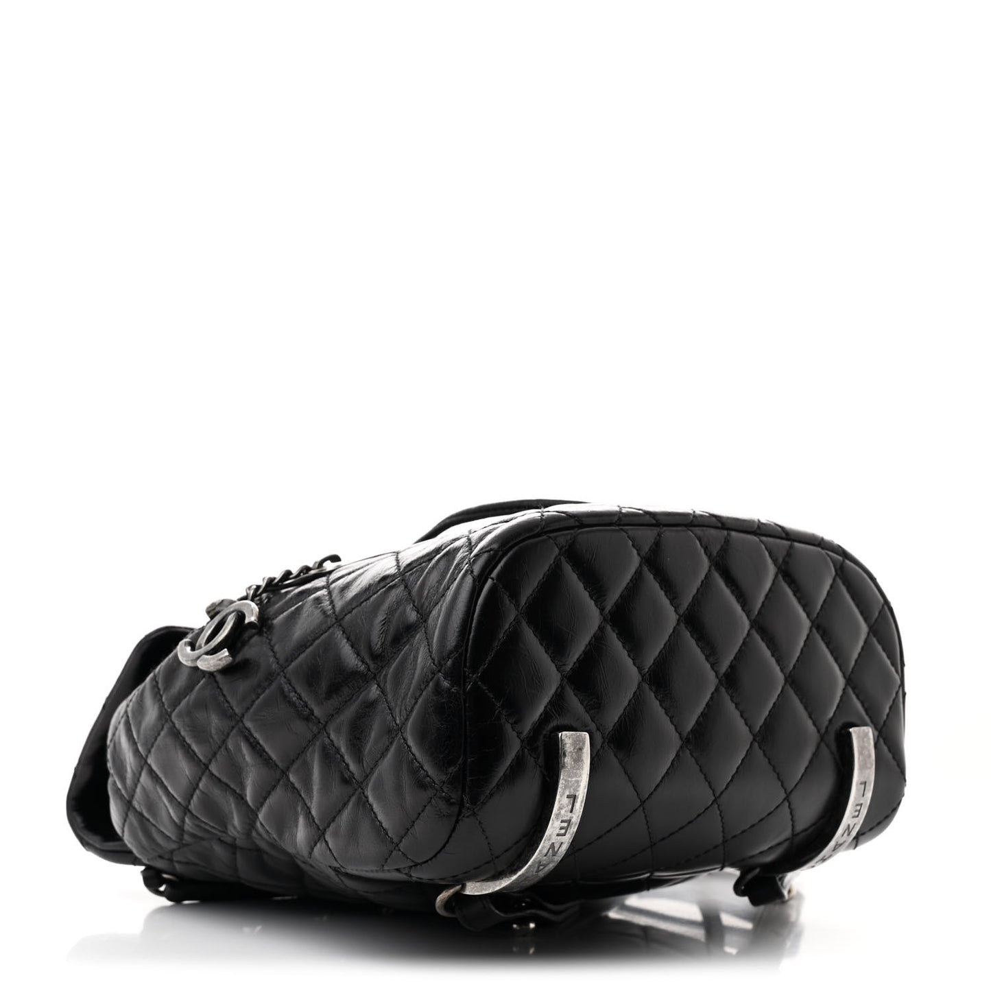 Glazed Calfskin Quilted Small Salzburg Mountain Backpack Black