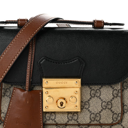 Gucci GG Supreme Monogram New Sakai Lux Calfskin Mini Padlock Flap Pocket Shoulder Bag Beige Ebony Black Cuir 8 of 10